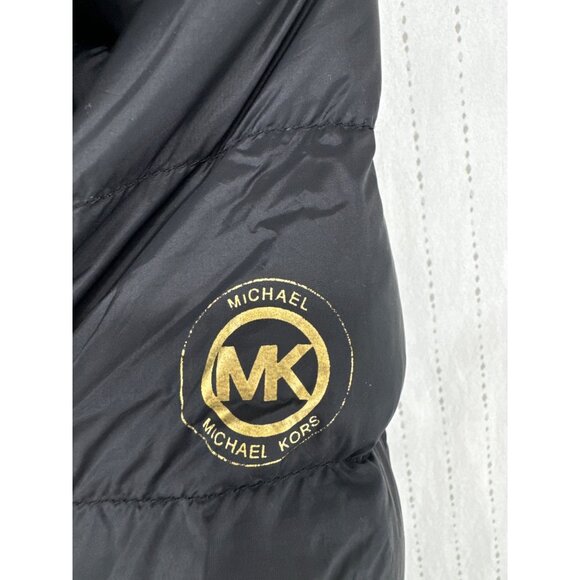 Michael Kors Women Jacket Sz M Black Packable Down Quilted Nylon Hooded Designer - Picture 5 of 13